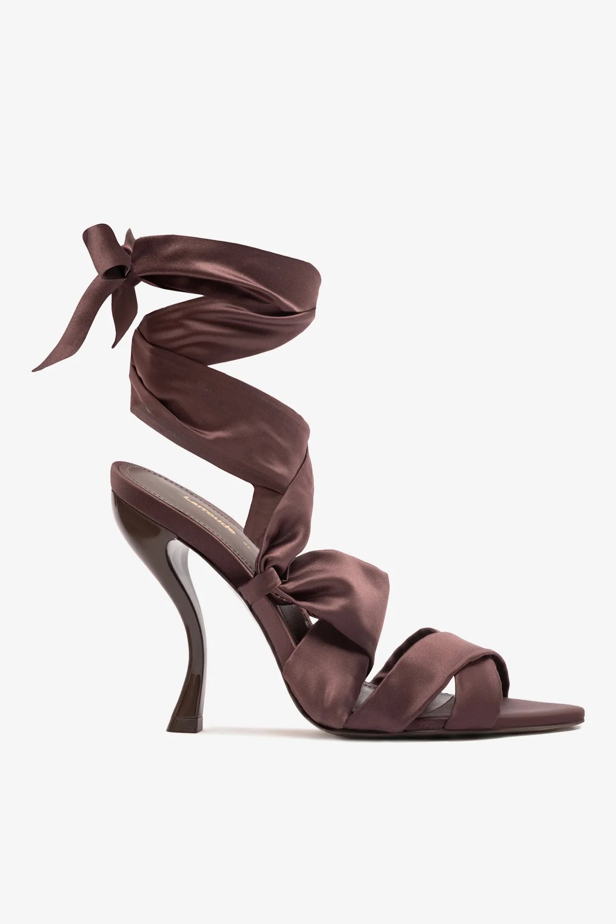 Larroudé x Nicolò B.: Dani Sandal Mahogany Satin