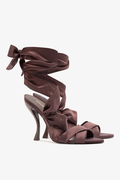 Larroudé x Nicolò B.: Dani Sandal Mahogany Satin