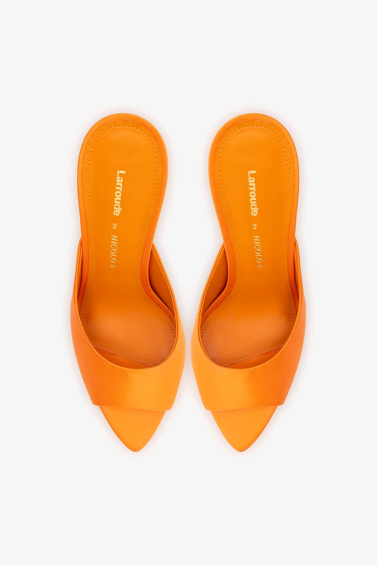 Larroudé x Nicolò B.: Malibu Mule Tangerine Satin