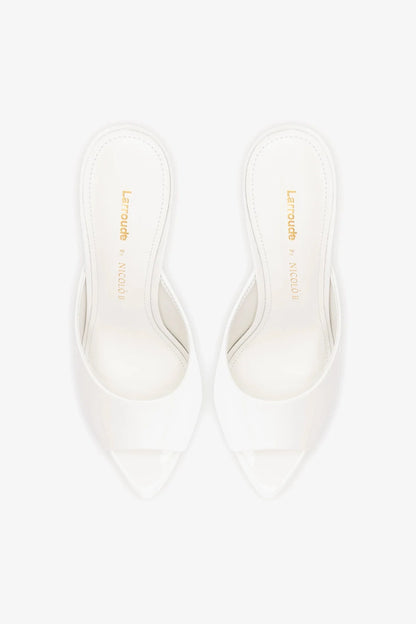 Larroudé x Nicolò B.: Malibu Mule White Patent Leather