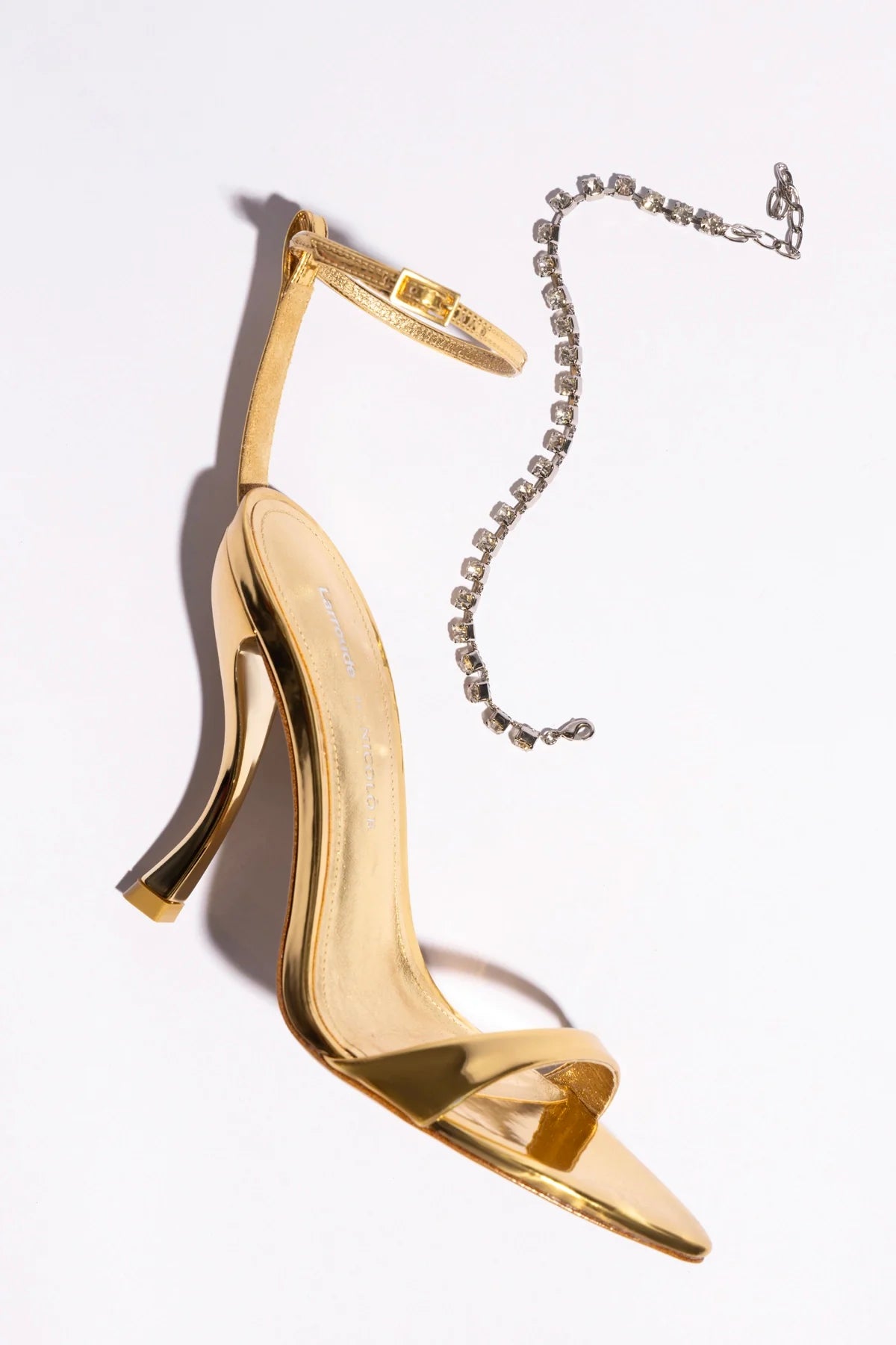 Larroudé x Nicolò B.: Nana Sandal Gold Specchio