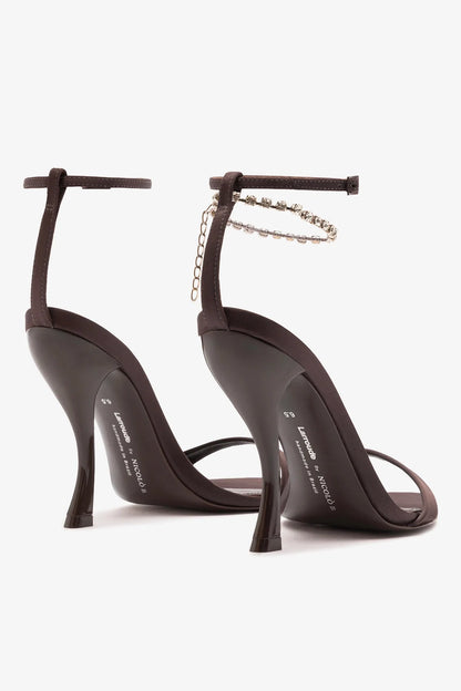 Larroudé x Nicolò B.: Nana Sandal Mahogany Satin