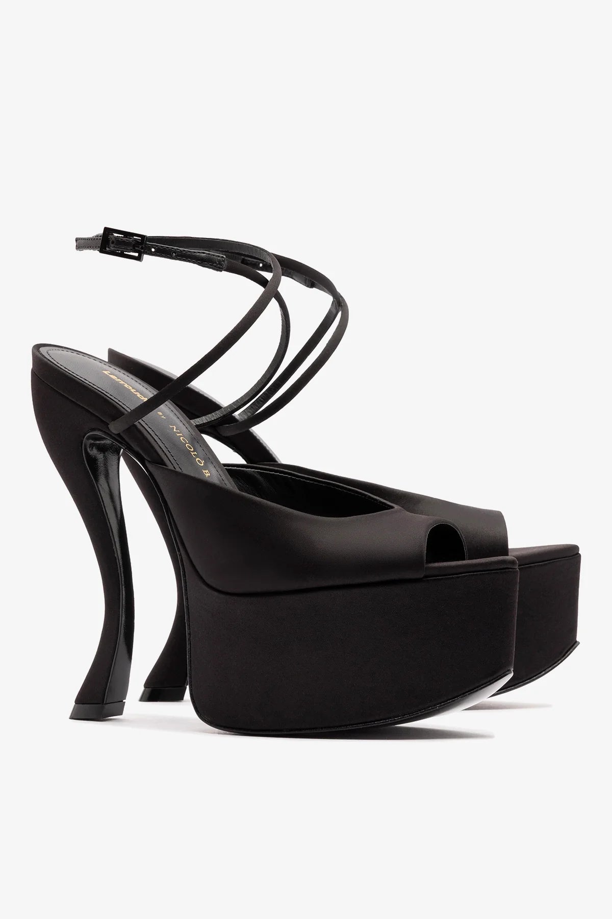 Larroudé x Nicolò B.: Lola Sandal Black Satin