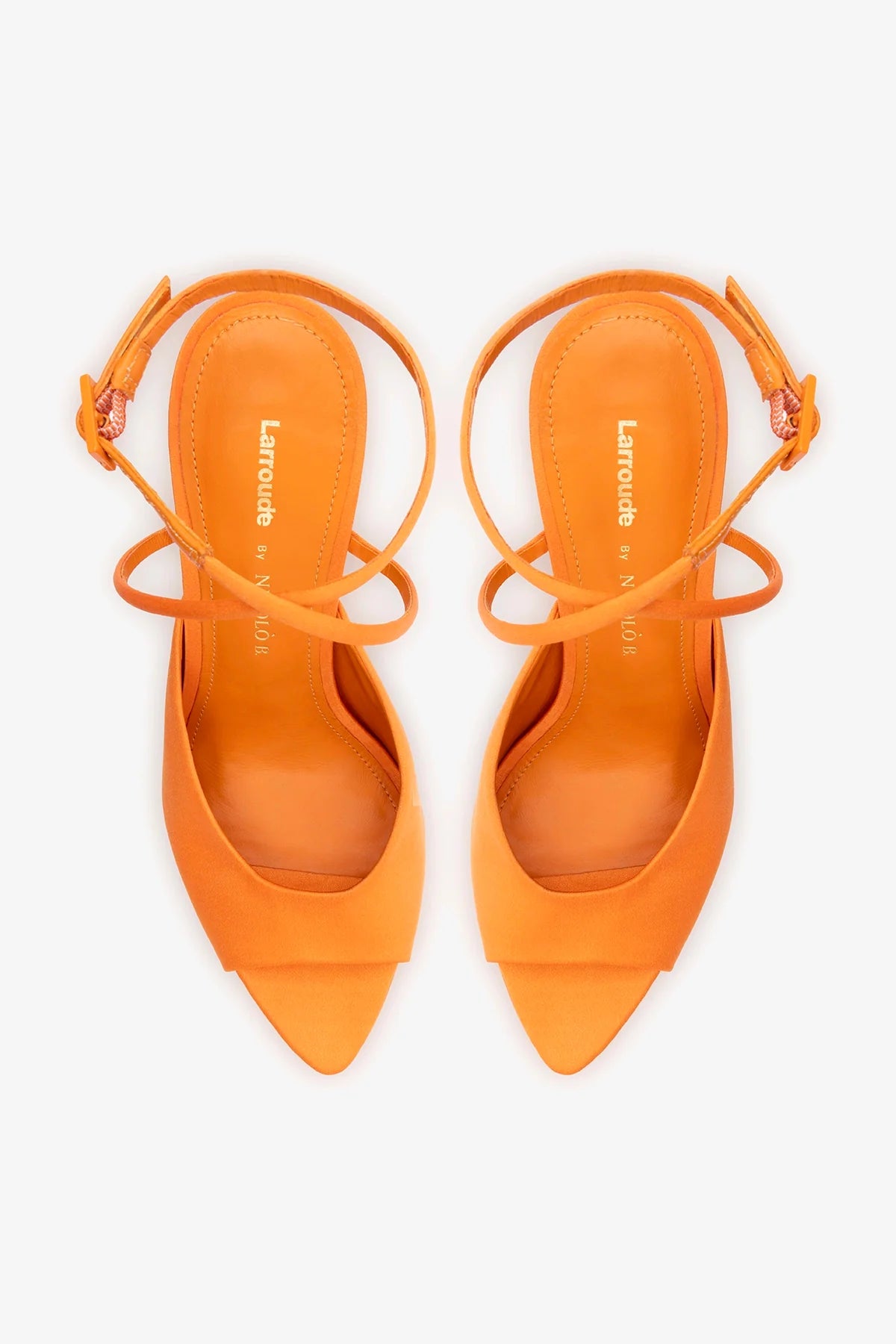 Larroudé x Nicolò B.: Lola Sandal Tangerine Satin