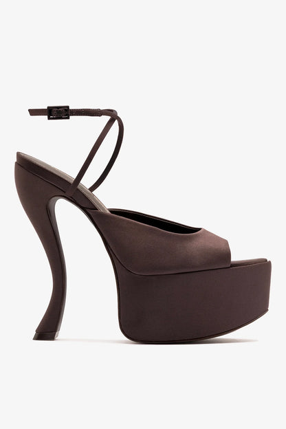 Larroudé x Nicolò B.: Lola Sandal Mahogany Satin
