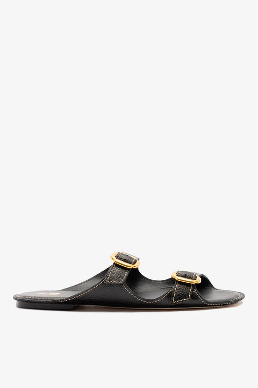 Amalfi Flat Black Leather