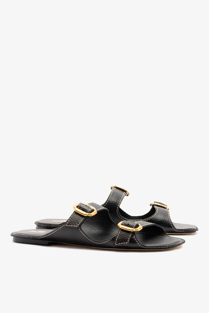 Amalfi Flat Black Leather