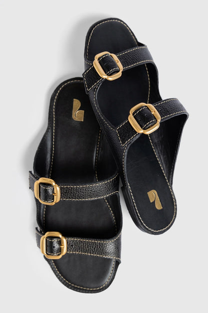 Amalfi Flat Black Leather