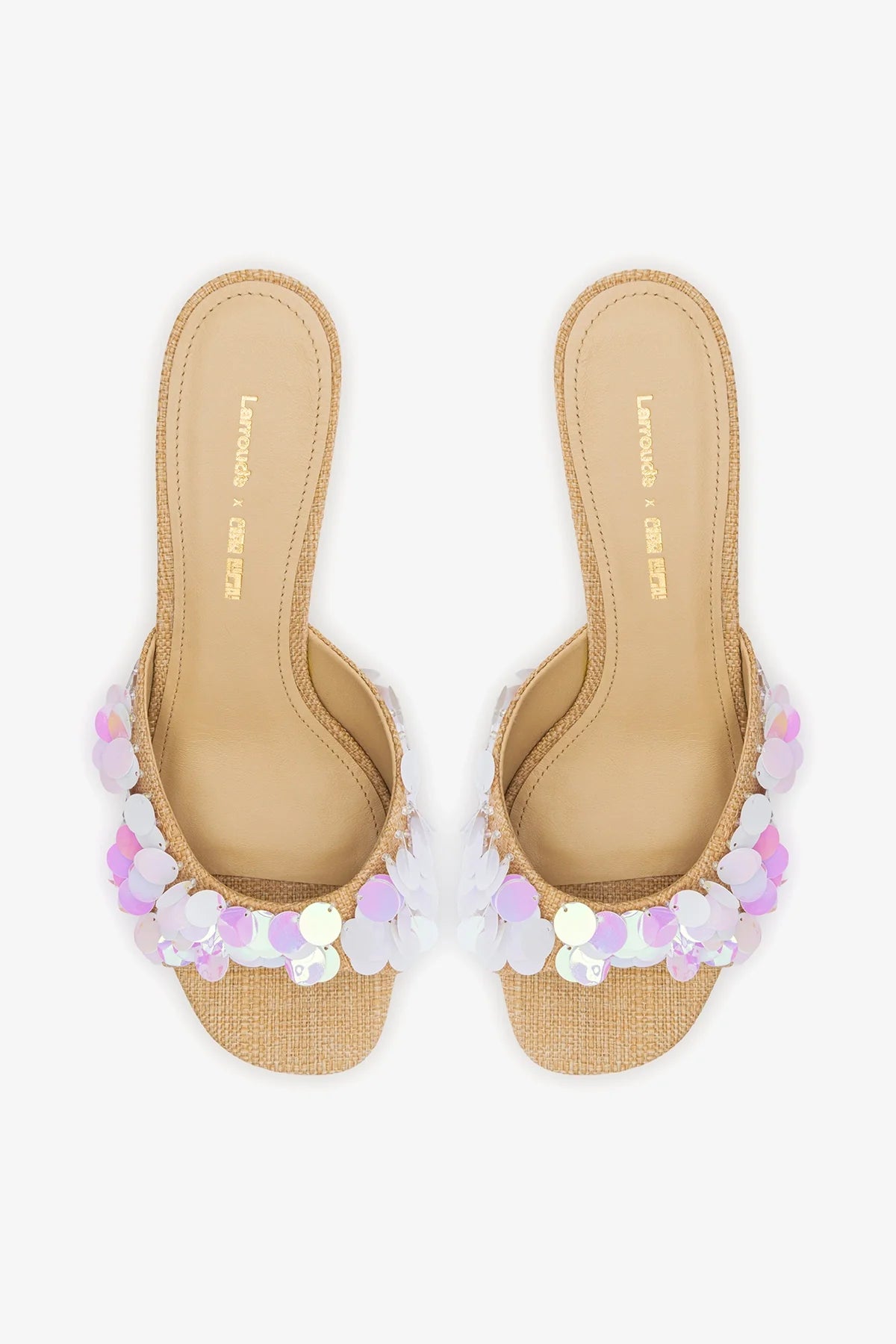 Larroudé x Ciao Lucia: Madalena Wedge Mule Beige Raffia