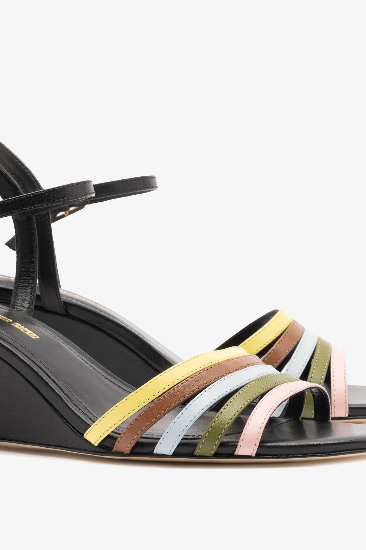 Larroudé x Ciao Lucia: Daiana Wedge Sandal Black Leather