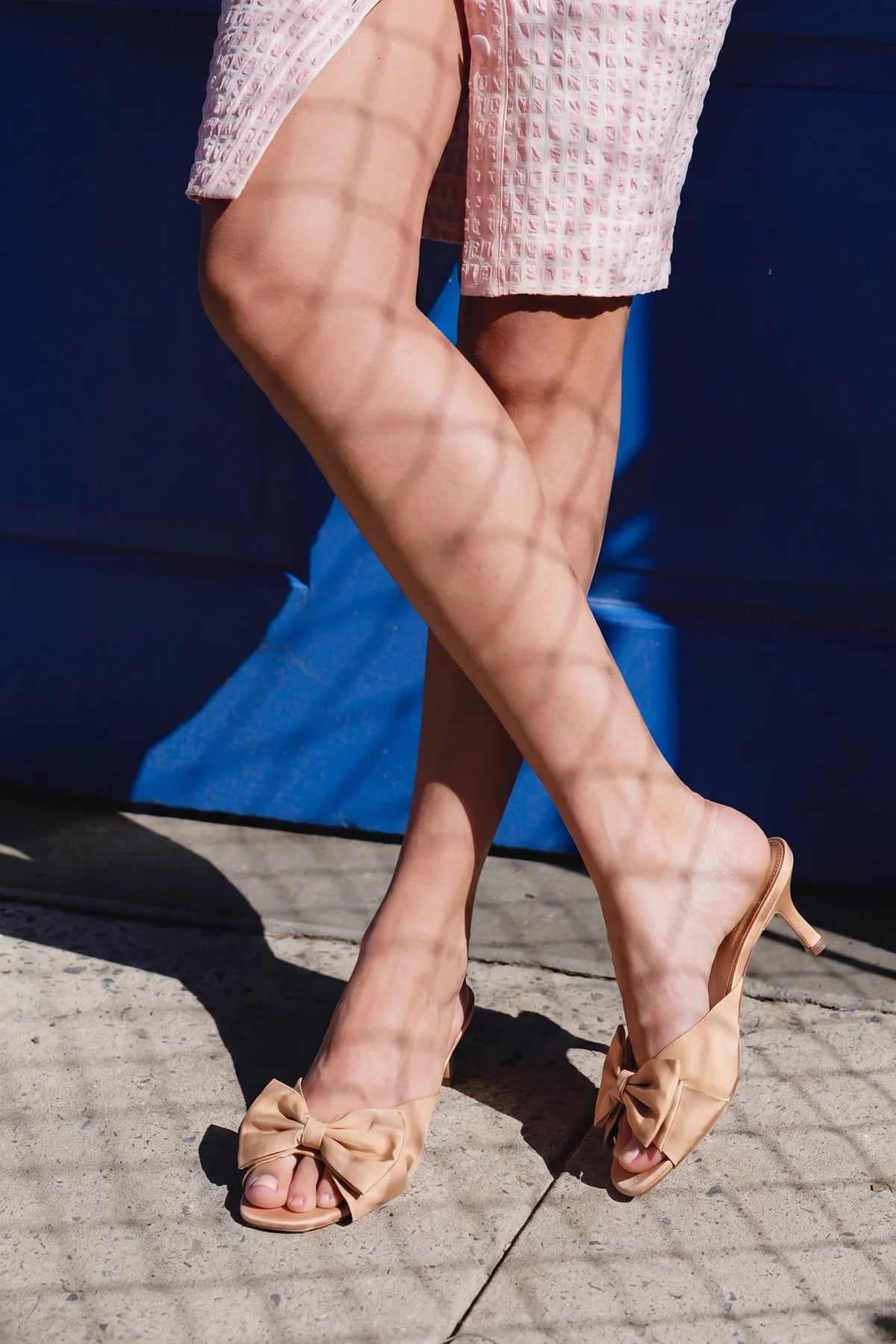 Elle Peep Toe Mule Macaroon Silk