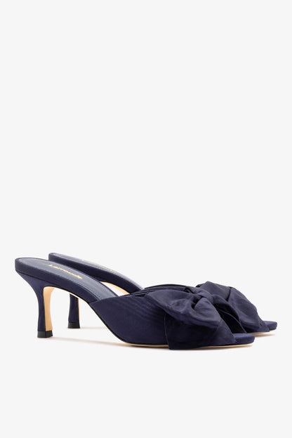 Elle Peep Toe Mule Navy Silk