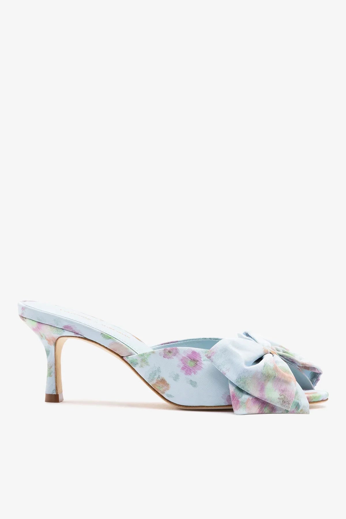 Larroudé x Markarian: Elle Peep Toe Mule Apple Blue Floral Ikat