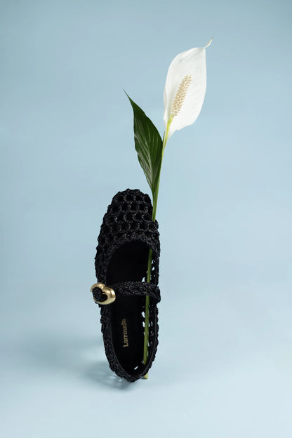 Verona Macrame In Black Embroidered Raffia