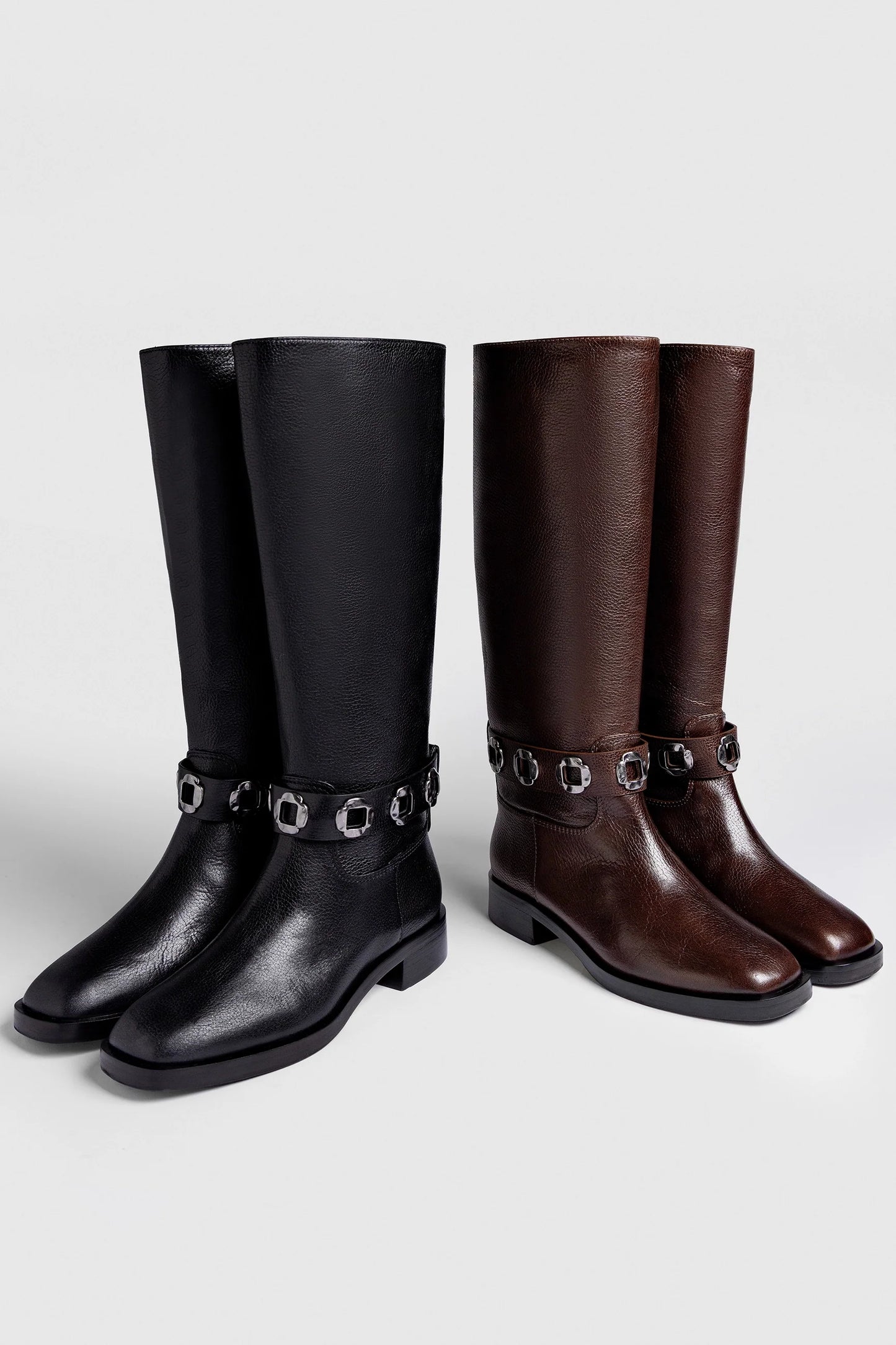 Milan Flat Boot In Brown Leather