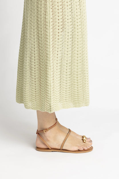 Biarritz Flat Sandal In Light Caramel Leather