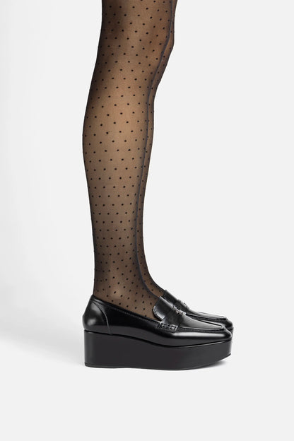Suki Flatform Loafer In Black Box Leather
