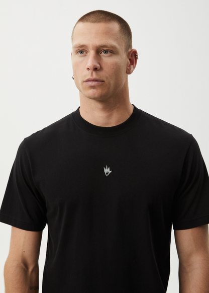 AFENDS Mens Flame - Retro Tee - Dark Olive / Black