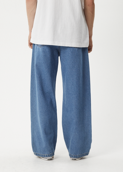 AFENDS Mens Pablo - Denim Baggy Jean - Worn Blue