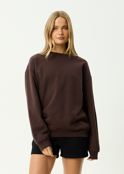 AFENDS Mens Genesis - Crew Neck - Washed Coffee