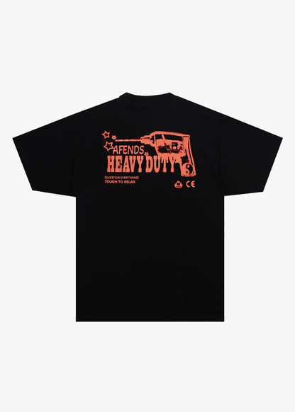 AFENDS Mens Heavy Duty - Heavyweight Boxy Tee - Black