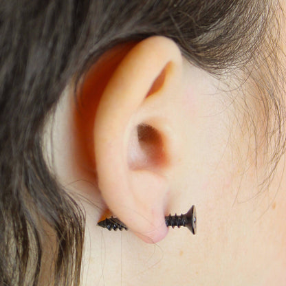 Black Screw Earrings