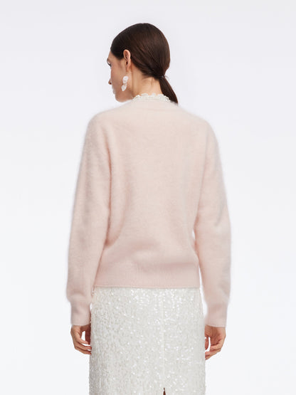 100% Brushed Cashmere V-Neck Women Cardigan