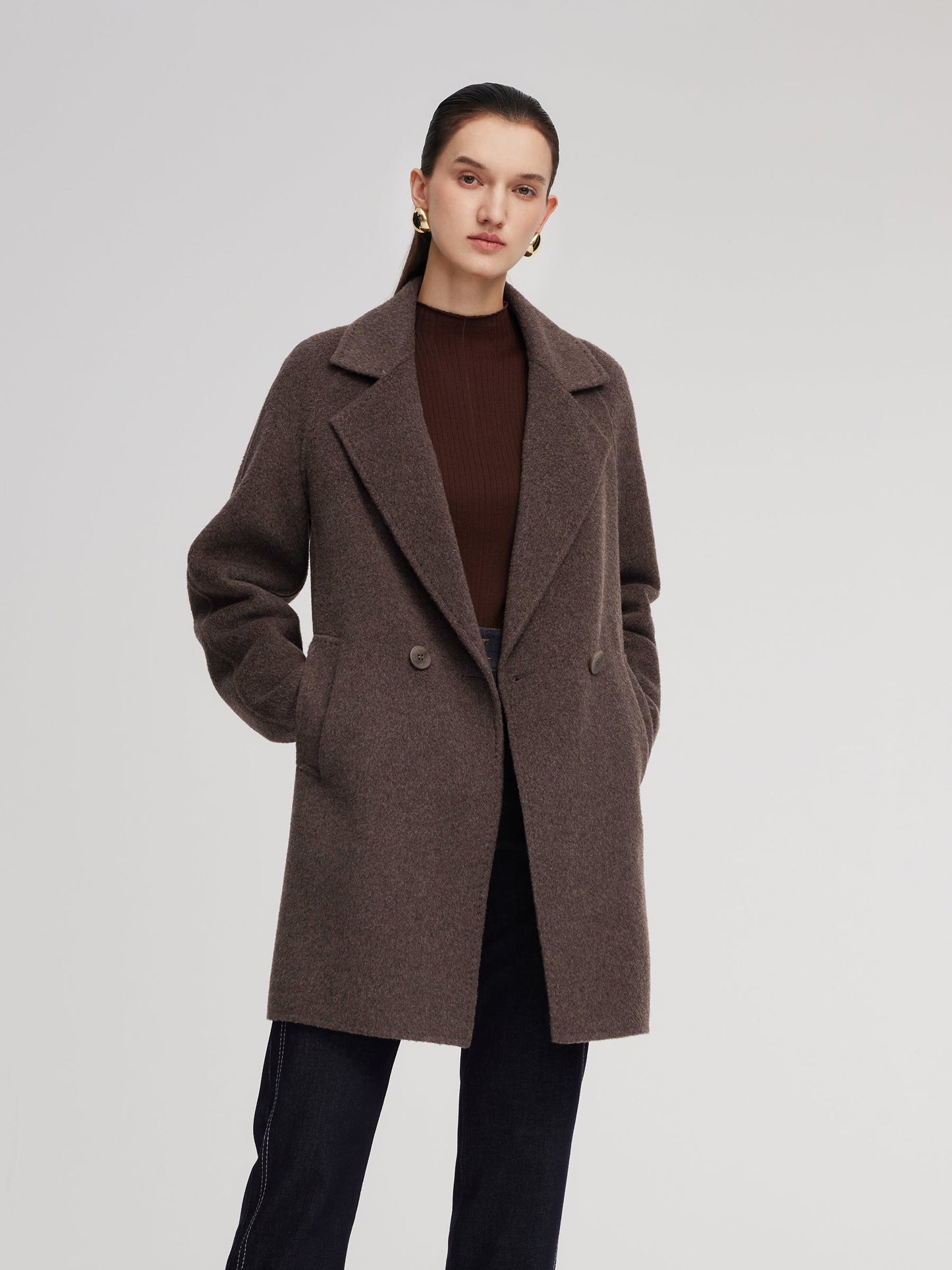 Wool Camel Hair Blend Double-Faced Women Coat