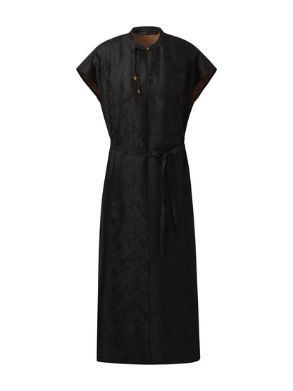 19MM Gambiered Canton Gauze Women Qipao Maxi Dress