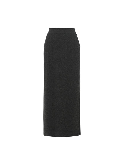 Wool Blend Back Slit Women Knit Skirt