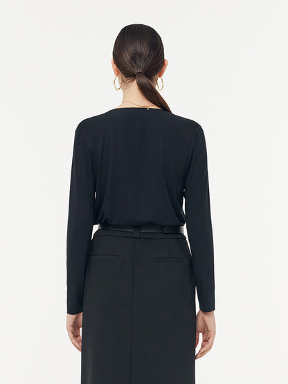 Two-pack (Black & White) Modal V-Neck Long Sleeve Top