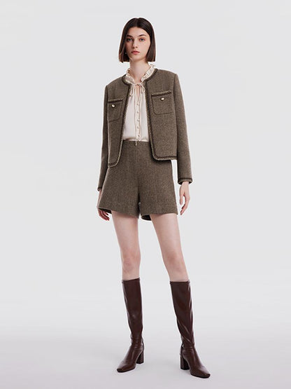 Retro Brown Washable Woolen Jacket