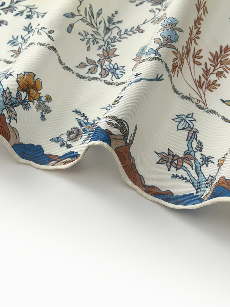 90 Square Printed 14 Momme Mulberry Silk Scarf