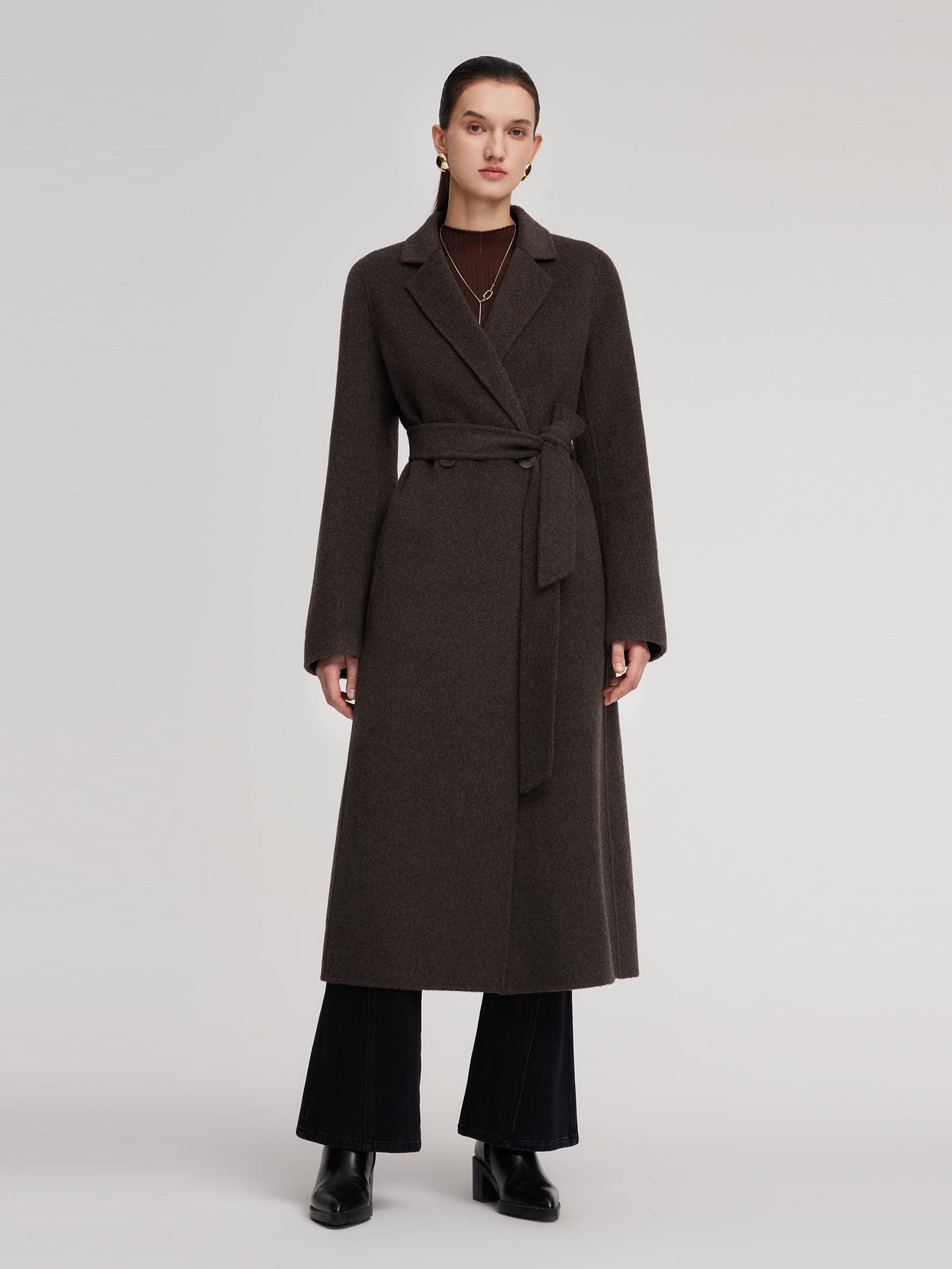 Camel Hair Wool Blend Women Wrap Overcoat