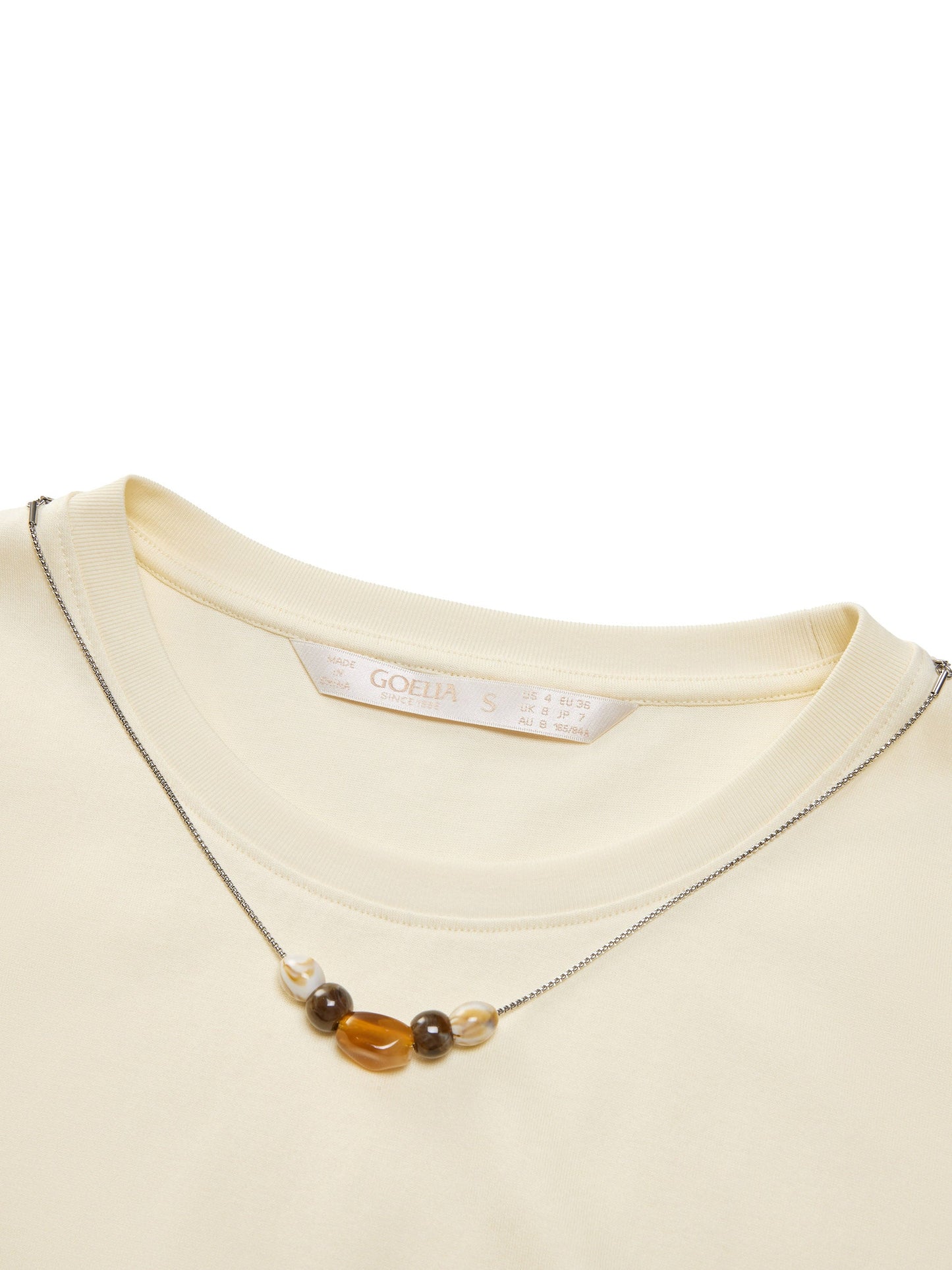 Cotton Side Twist Women T-Shirt With Detachable Beaded Chain