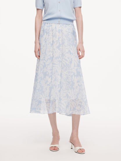 10MM Mulberry Silk Floral Print Women Skirt With Scrunchie