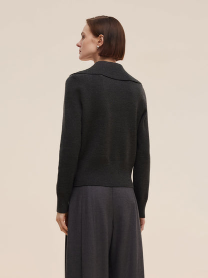 Tencel Wool Blend Zip-Up Women Cardigan