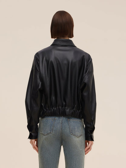 PU Leather Zip-Up Women Jacket