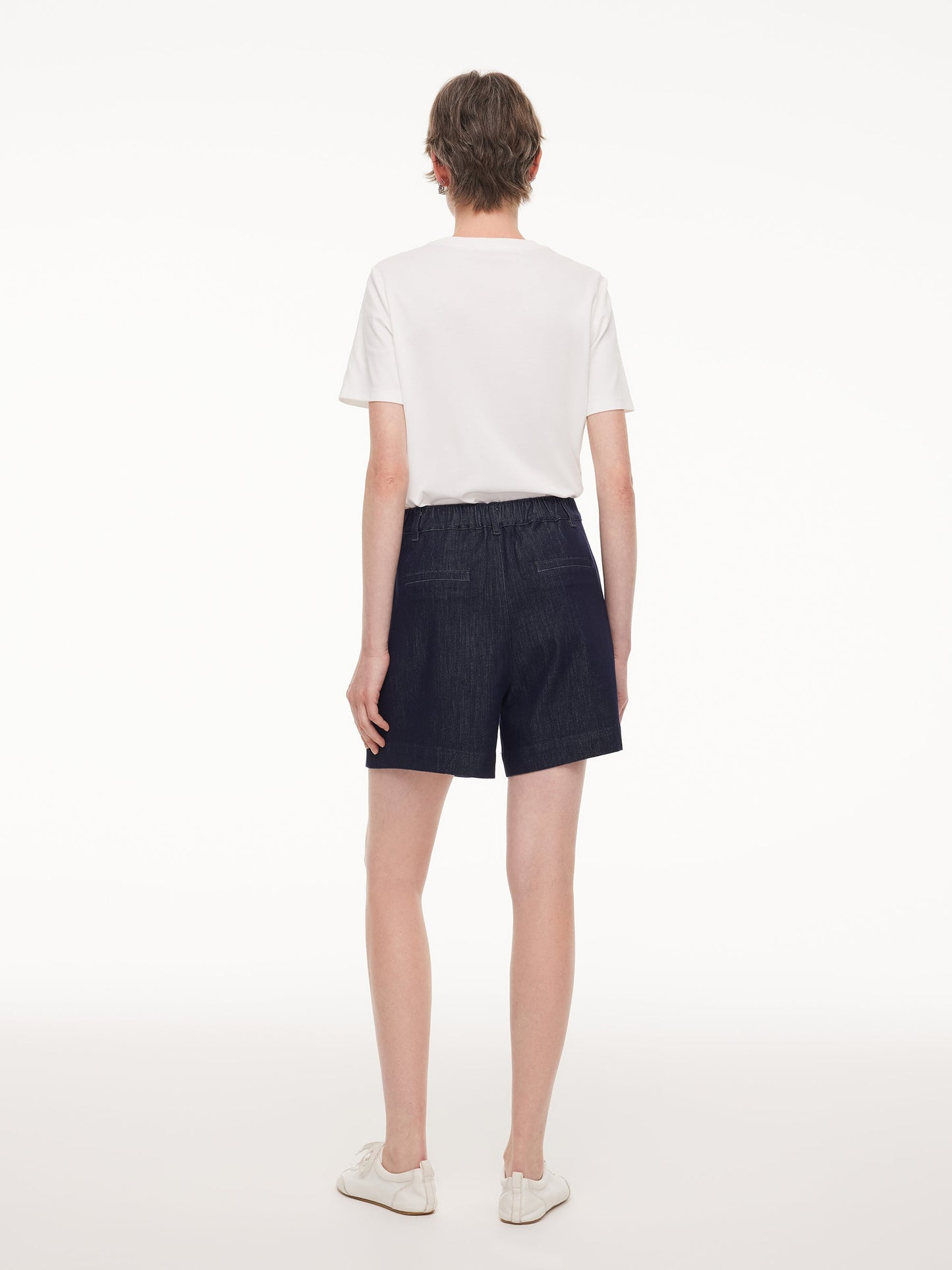 Stretchy Denim Adjustable Waist Women Shorts