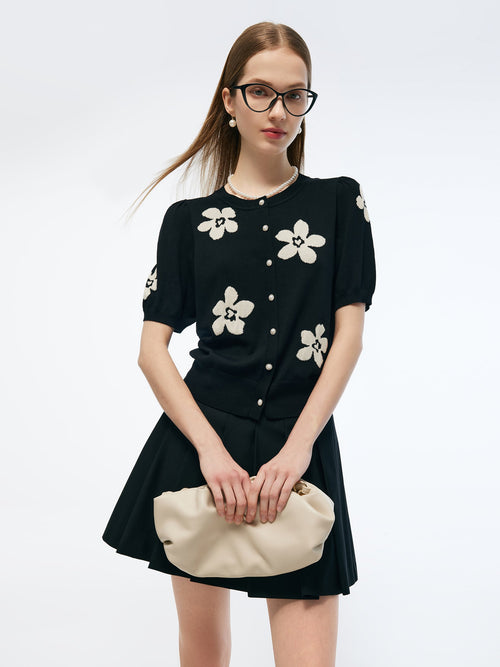 Tencel Mulberry Silk Blend Floral Jacquard Women Cardigan