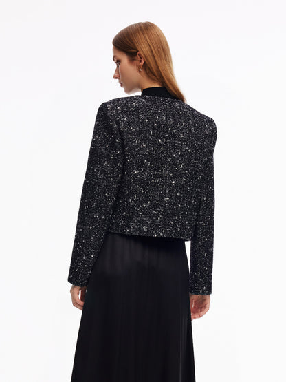 Wool Blend Round Neck Women Jacket