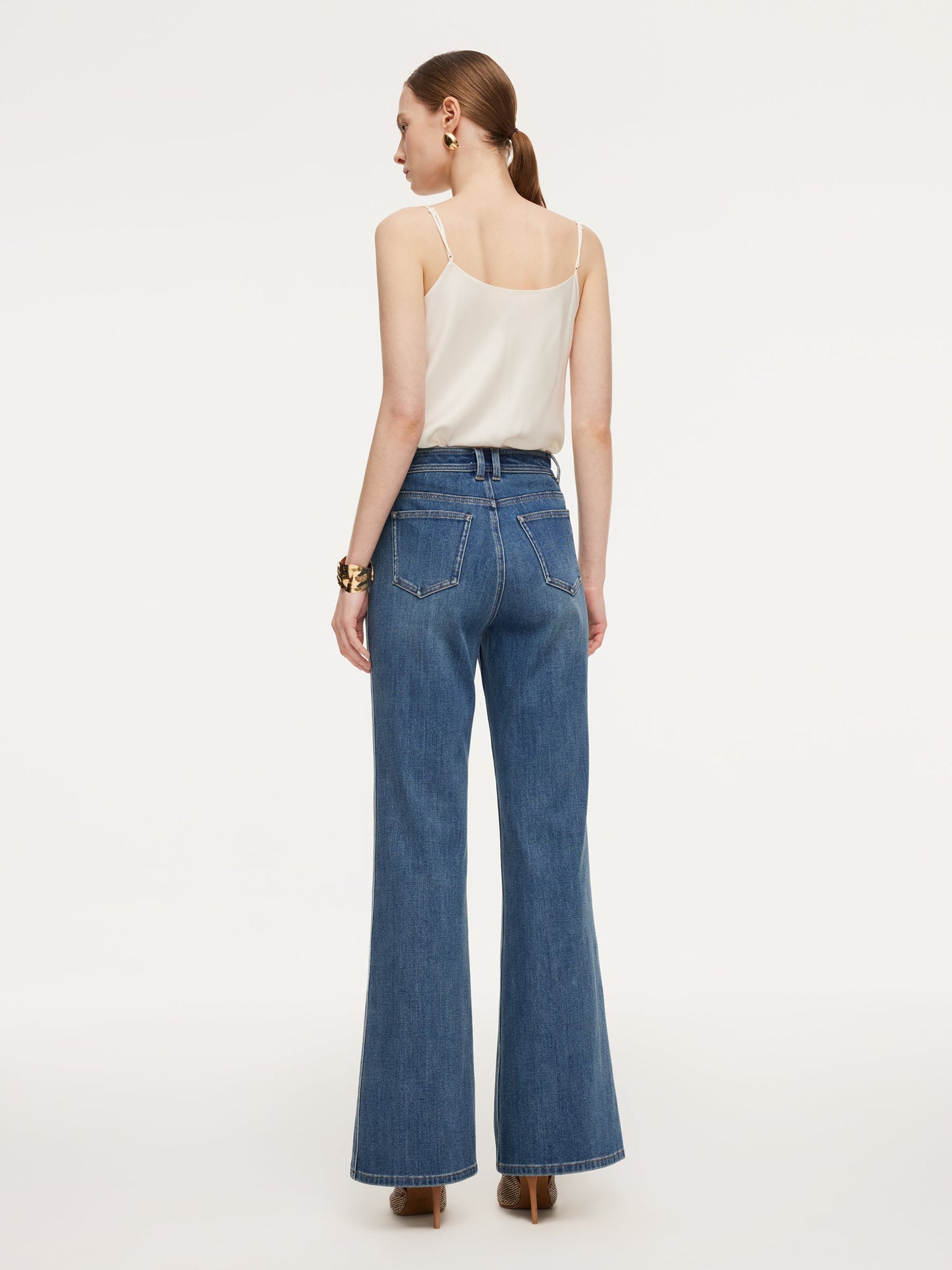 Lyocell Blend Four-Way Stretch Women Flared Jeans