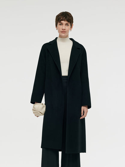 Cashmere And Wool Women Wrap Coat With Detachable Zipper