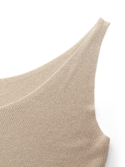 Glittering V-Neck Women Knit Tank Top