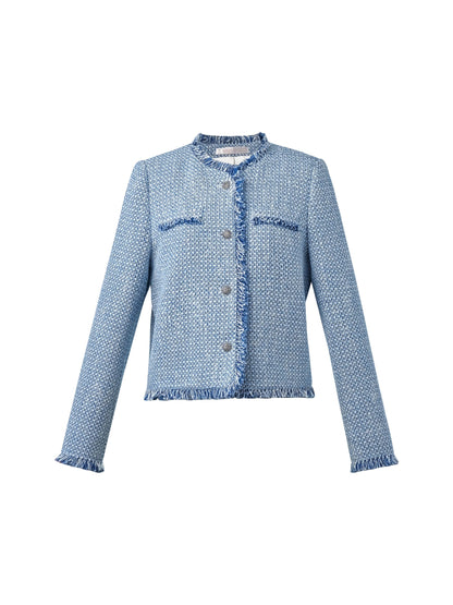 Tweed Fringe Trim Women Jacket