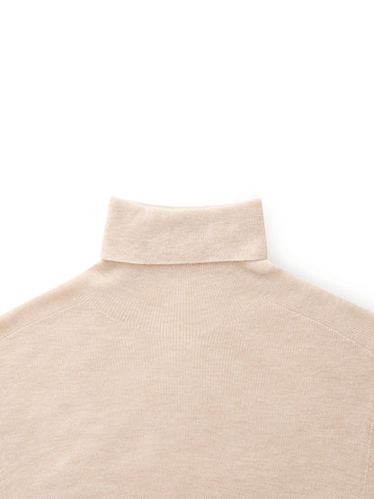 100% Wool Turtleneck Women Knit Top