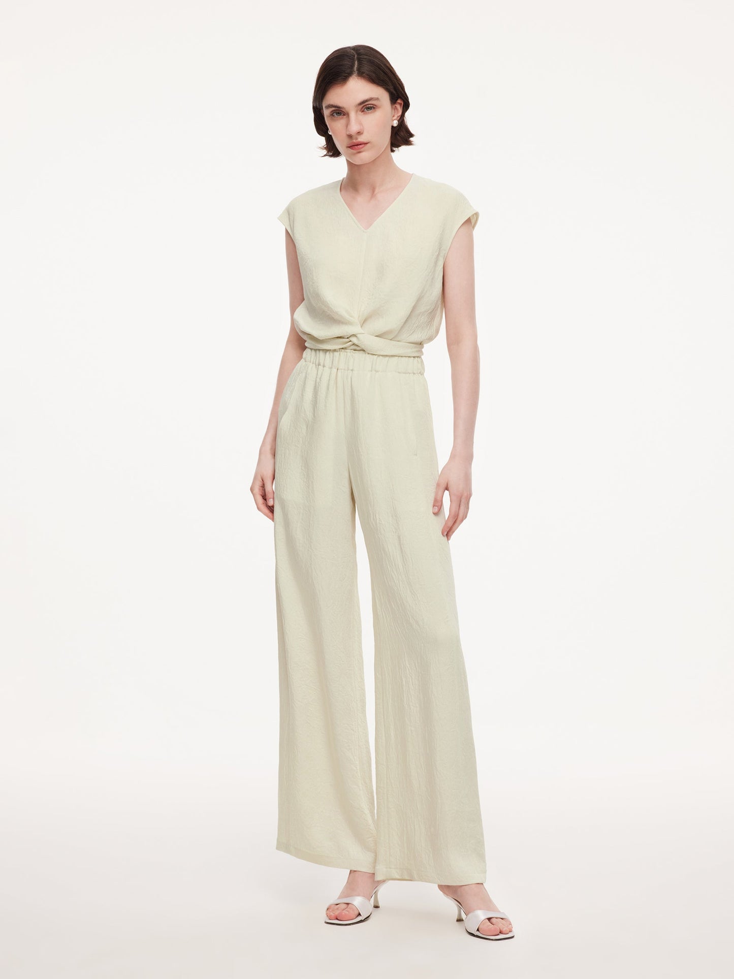 100% Acetate Straight Leg Women Pants