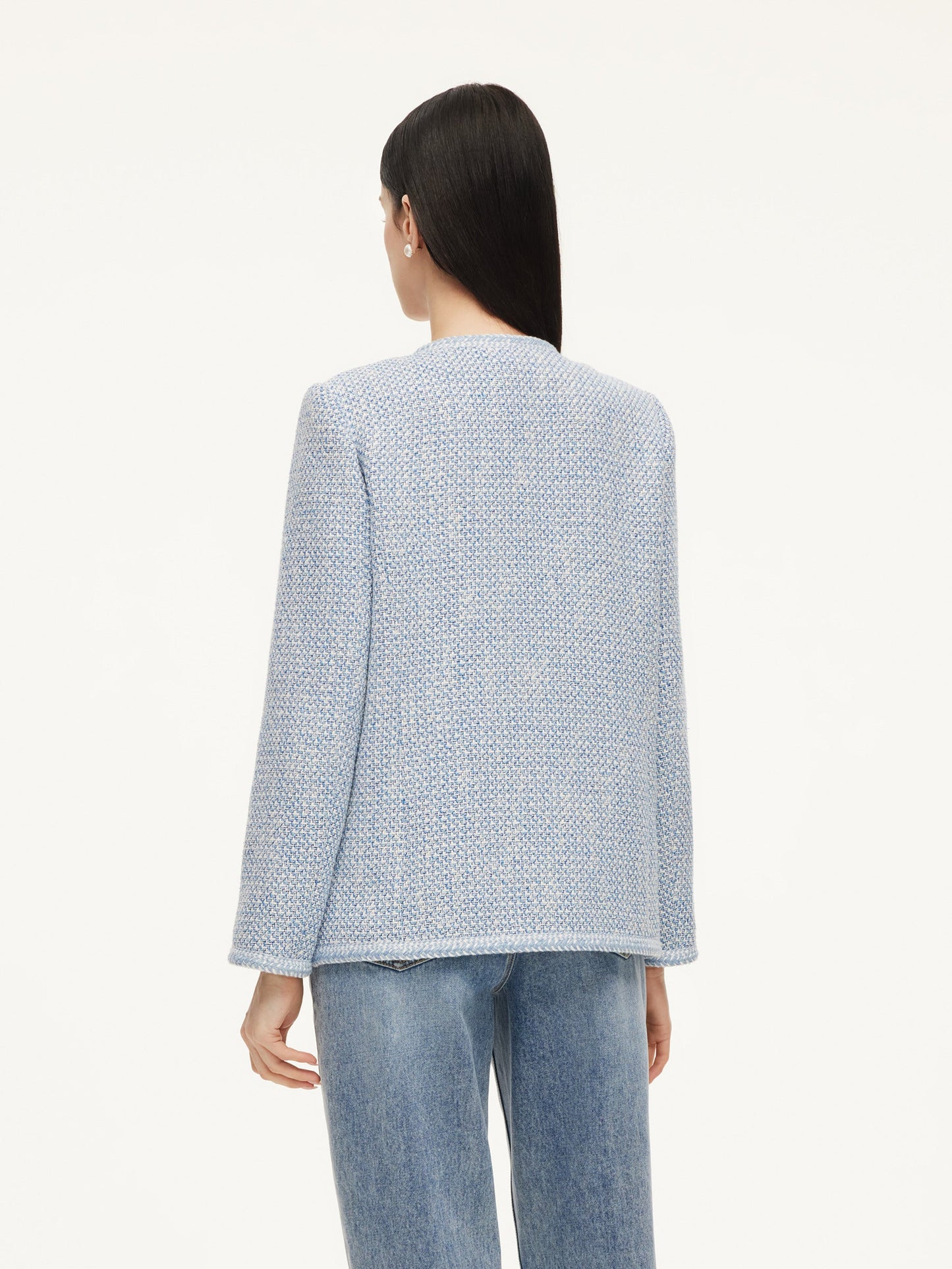 Tweed Single-Breasted Braided Trim Women Jacket