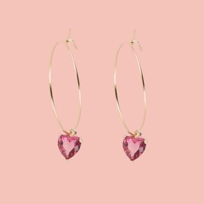 Bejewelled Heart Hoop Earrings