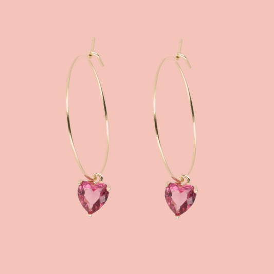 Bejewelled Heart Hoop Earrings
